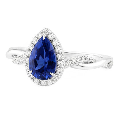 Natural Sapphire Ring 5.50ct - White Gold 14K