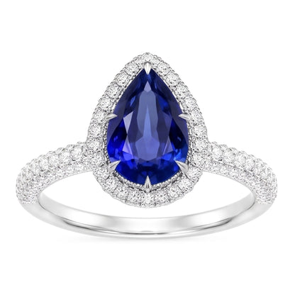 Natural Sapphire Ring 5.50ct - White Gold 14K