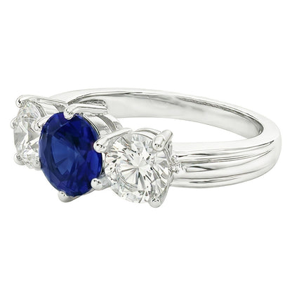 Natural Sapphire Ring 5.50ct - White Gold 14K