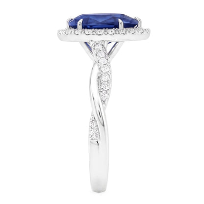 Natural Sapphire Ring 5.50ct - White Gold 14K