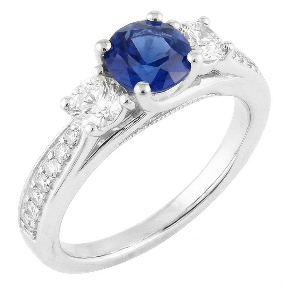 Natural Sapphire Ring 5ct - White Gold 14K