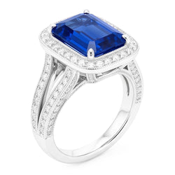 Natural Sapphire Ring 5ct - White Gold 14K