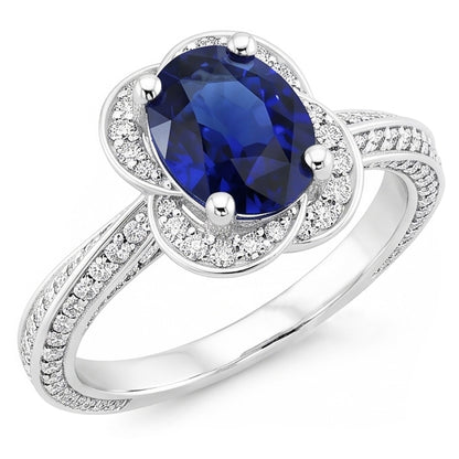 Natural Sapphire Ring 5ct - White Gold 14K
