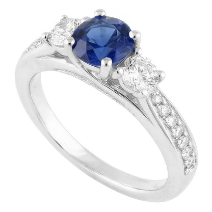 Natural Sapphire Ring 5ct - White Gold 14K