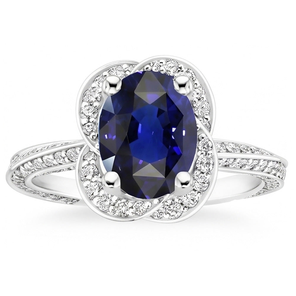Natural Sapphire Ring 5ct - White Gold 14K