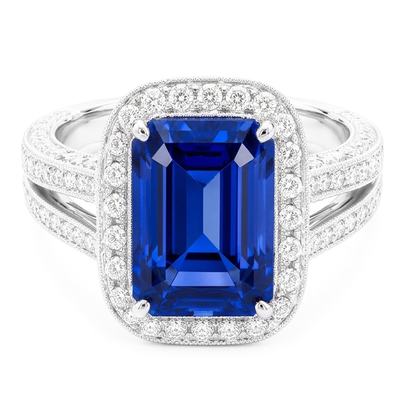 Natural Sapphire Ring 5ct - White Gold 14K