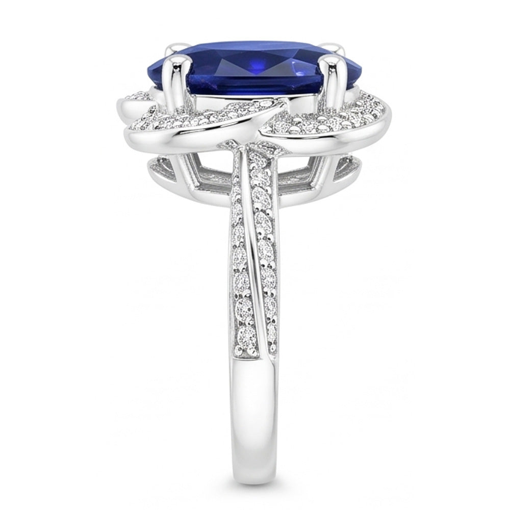 Natural Sapphire Ring 5ct - White Gold 14K