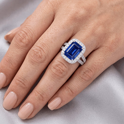 Natural Sapphire Ring 5ct - White Gold 14K