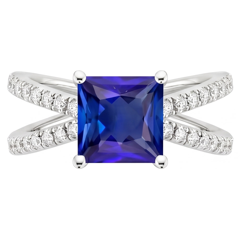 Natural Sapphire Ring 6.25ct - White Gold 14K