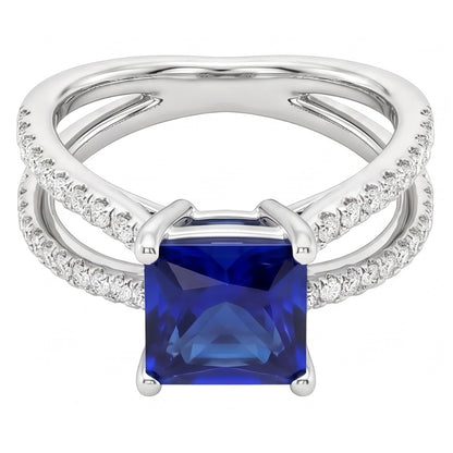 Natural Sapphire Ring 6.25ct - White Gold 14K