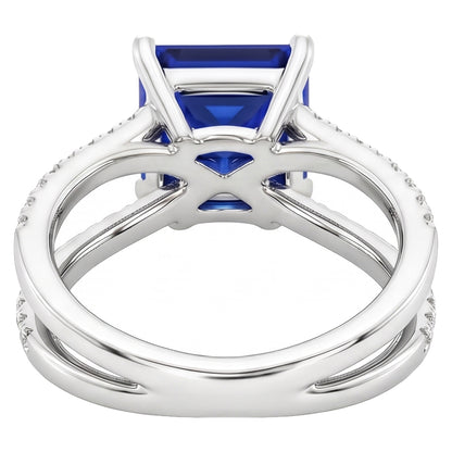 Natural Sapphire Ring 6.25ct - White Gold 14K