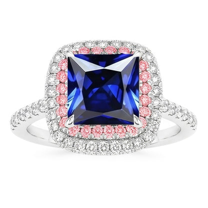 Natural Sapphire Ring 6.50ct - White Gold 14K