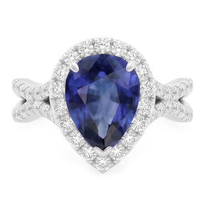 Natural Sapphire Ring 6.50ct - White Gold 14K