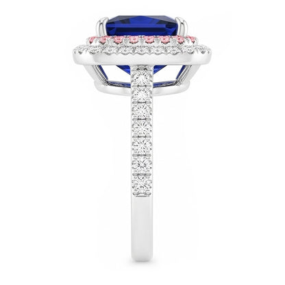 Natural Sapphire Ring 6.50ct - White Gold 14K