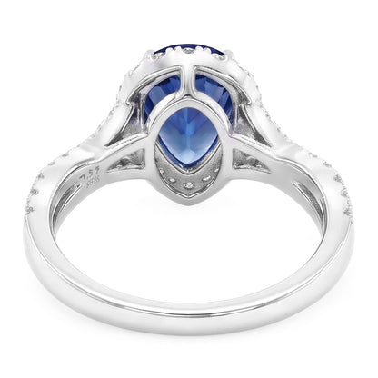 Natural Sapphire Ring 6.50ct - White Gold 14K