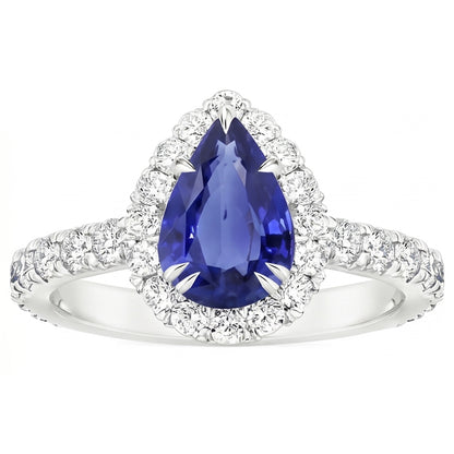 Natural Sapphire Ring 6ct - White Gold 14K