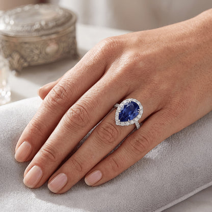 Natural Sapphire Ring 6ct - White Gold 14K