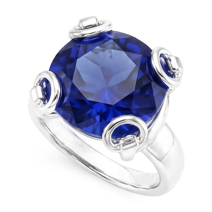Natural Sapphire Ring 7.01ct - White Gold 14K