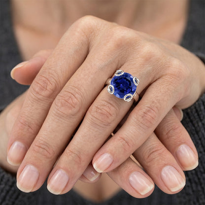 Natural Sapphire Ring 7.01ct - White Gold 14K