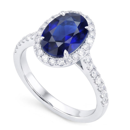 Natural Sapphire Ring 7.50ct - White Gold 14K