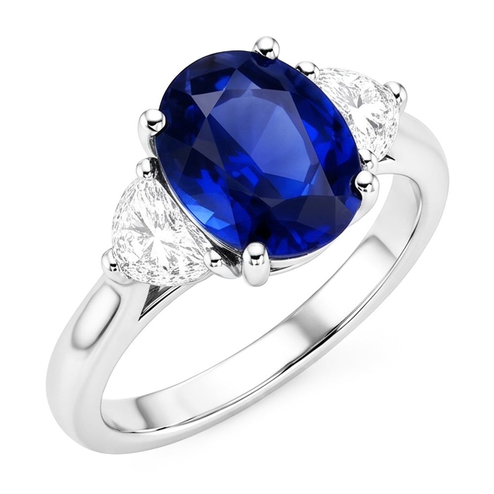 Natural Sapphire Ring 8.25ct - White Gold 14K