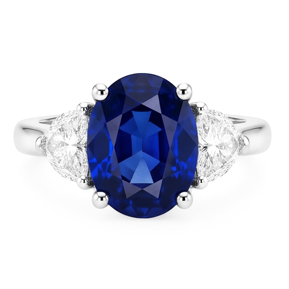 Natural Sapphire Ring 8.25ct - White Gold 14K