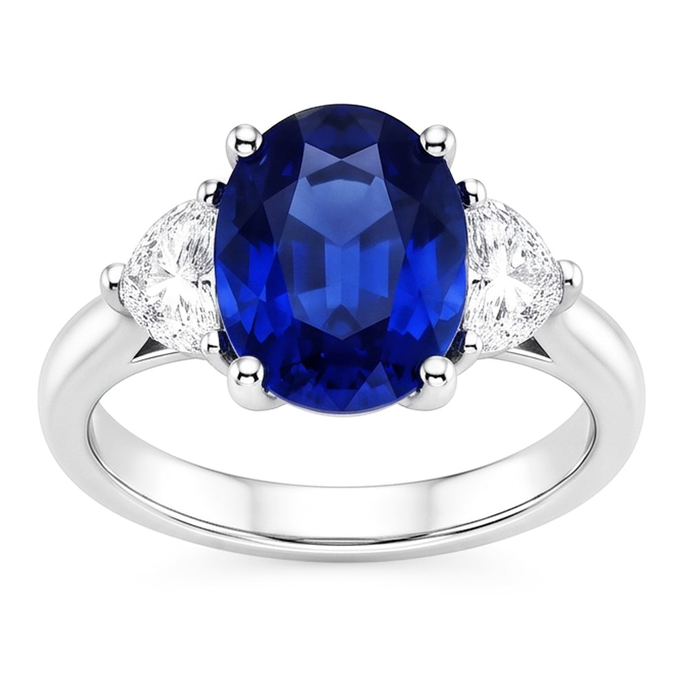 Natural Sapphire Ring 8.25ct - White Gold 14K