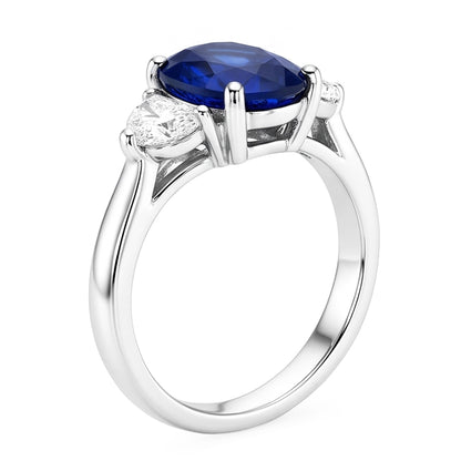 Natural Sapphire Ring 8.25ct - White Gold 14K