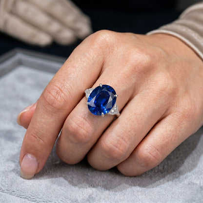 Natural Sapphire Ring 8.25ct - White Gold 14K