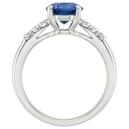 Natural Solitaire Round Blue Sapphire With Accents Jewelry 2.50 Carats