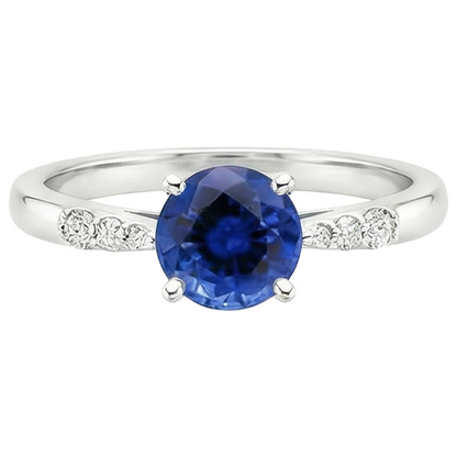 Natural Solitaire Round Blue Sapphire With Accents Jewelry 2.50 Carats
