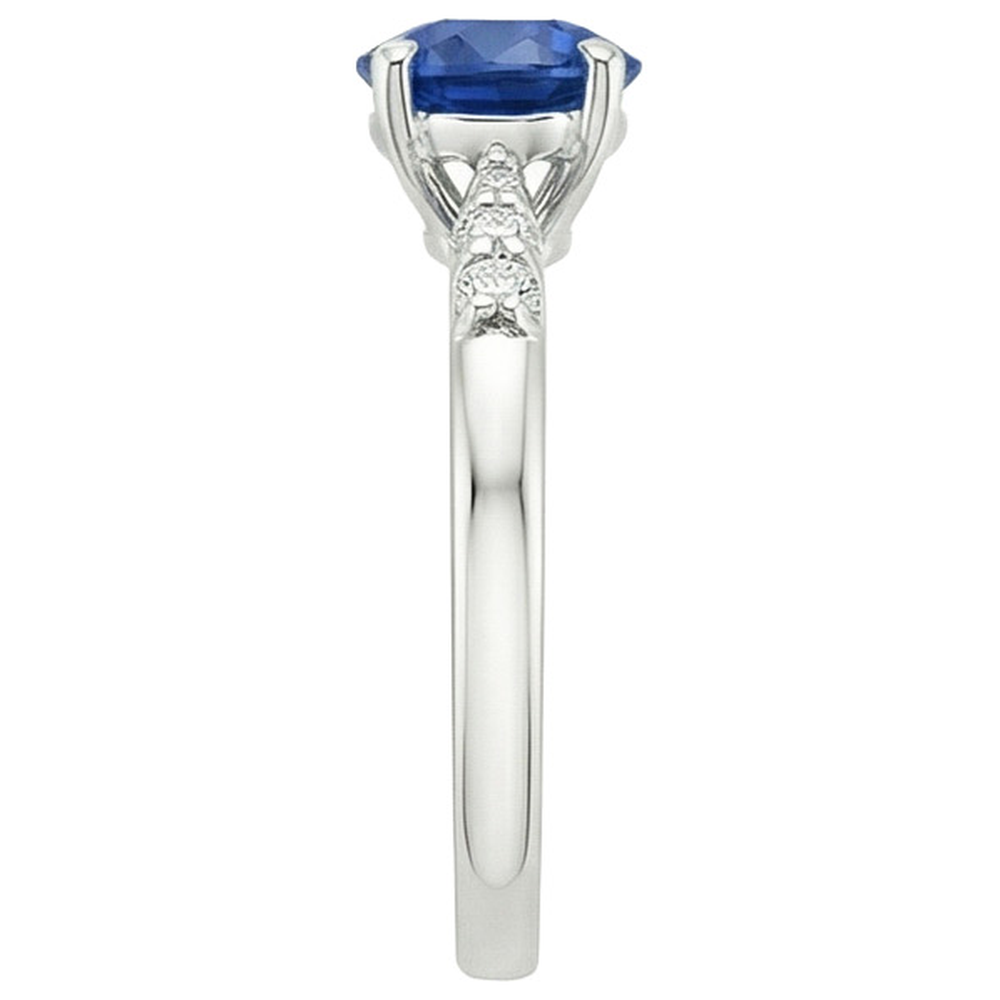 Natural Solitaire Round Blue Sapphire With Accents Jewelry 2.50 Carats