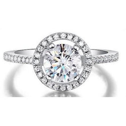 Natural 2.50 Carats Diamond Engagement Halo Ring Gold 14K