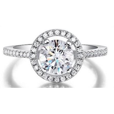 Natural 2.50 Carats Diamond Engagement Halo Ring Gold 14K