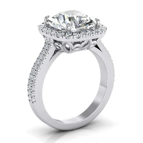 Natural 7 Carat Radiant Diamond Halo Ring