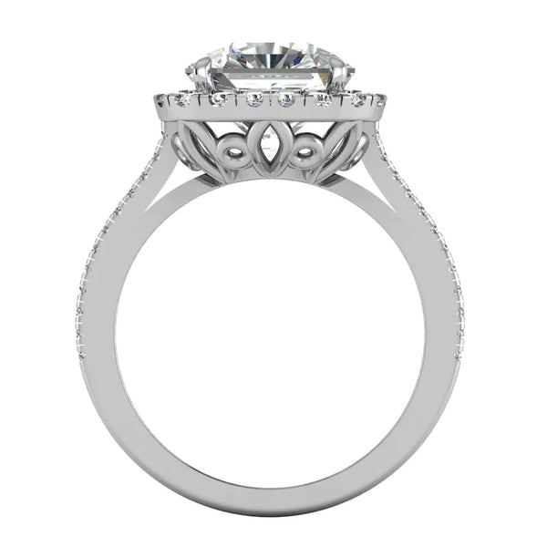 Natural 7 Carat Radiant Diamond Halo Ring