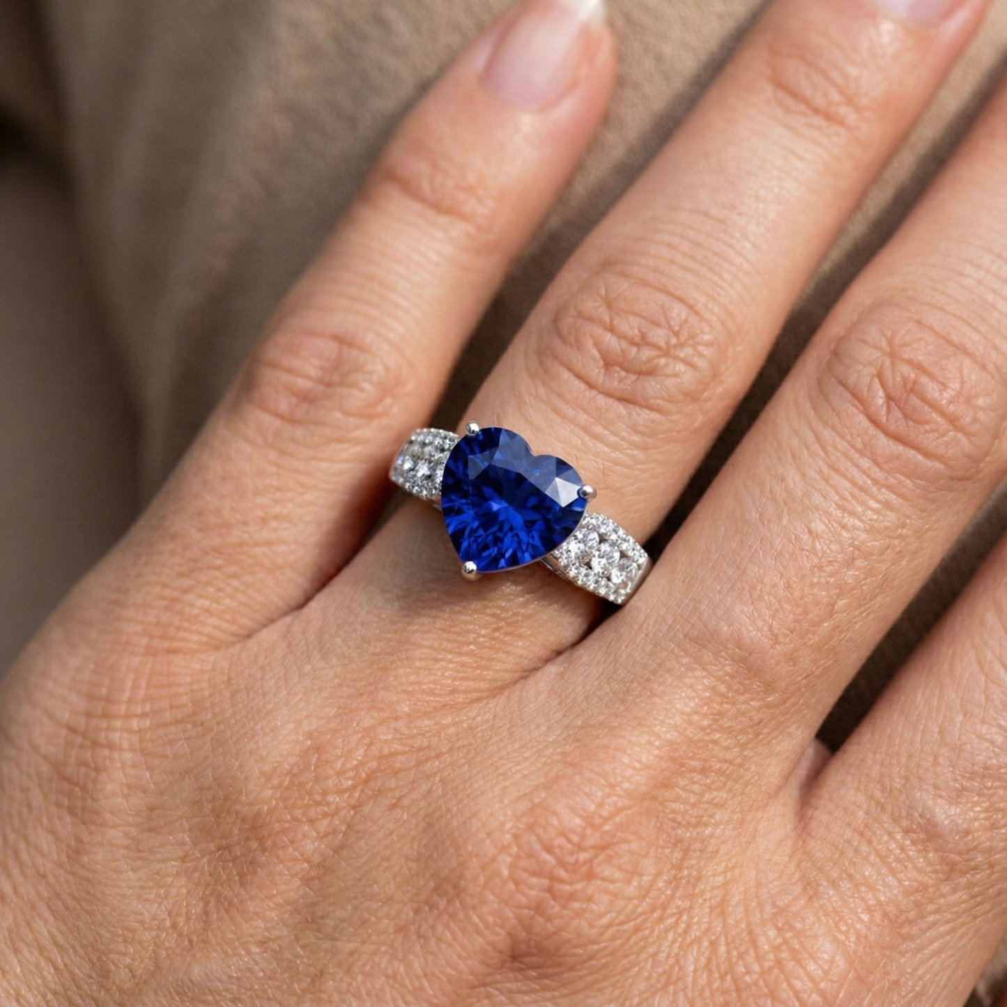 Natural Earth Mined Diamond Ring Heart Shaped Light Blue Sapphire Jewelry 5.50 Carats