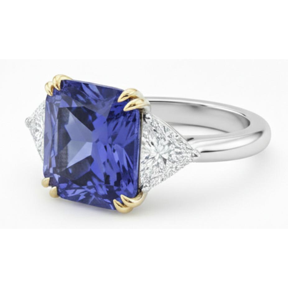Natural Earth Mined Diamond Sapphire 7 Carat Engagement Ring