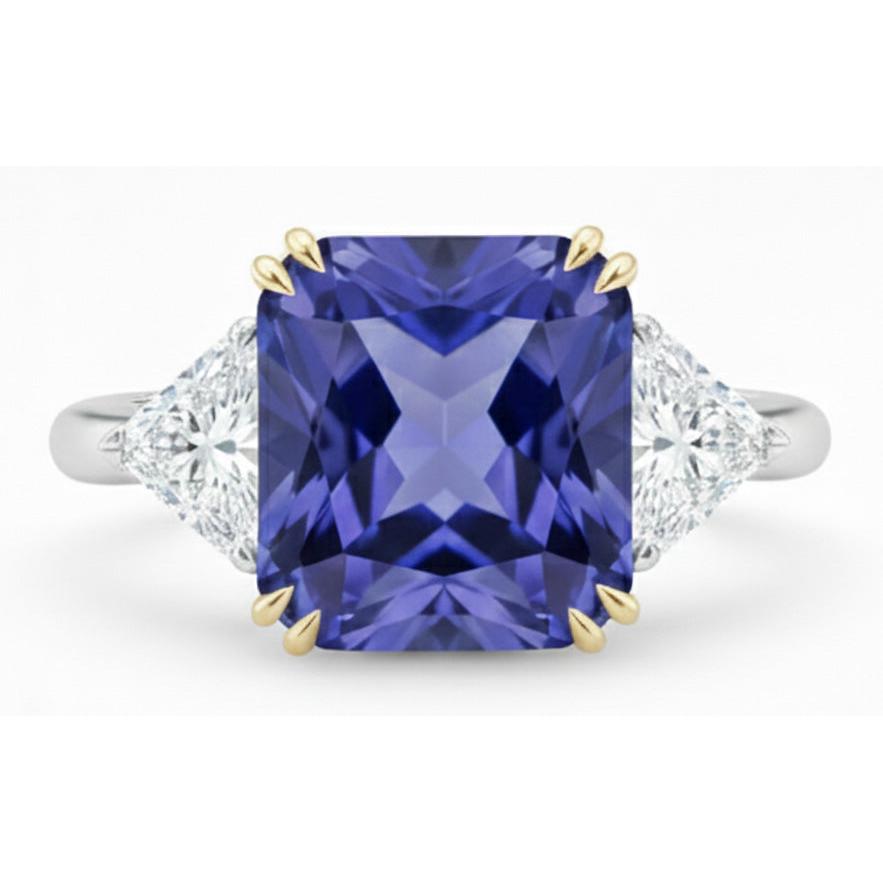 Natural Earth Mined Diamond Sapphire 7 Carat Engagement Ring