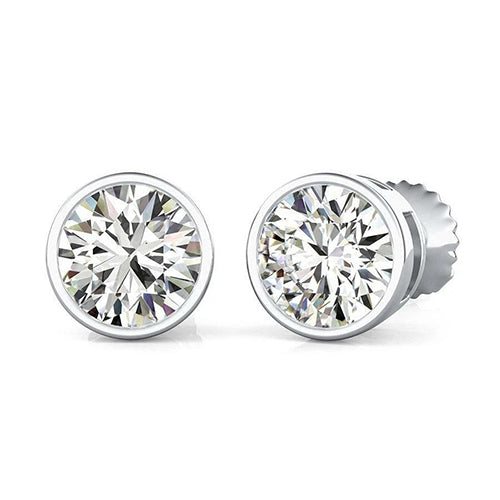 Natural Earth Mined Diamond Women Stud Earrings 2.40 Carats White Gold