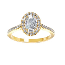 Natural Halo Oval And Round 2.30 Carats Diamond Wedding Ring Yellow Gold 14K
