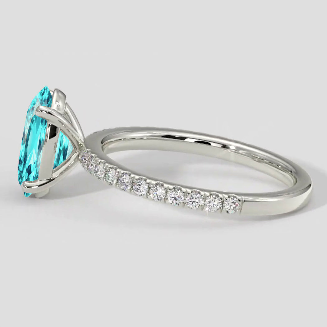 Natural Paraiba Tourmaline Ring Oval Cut