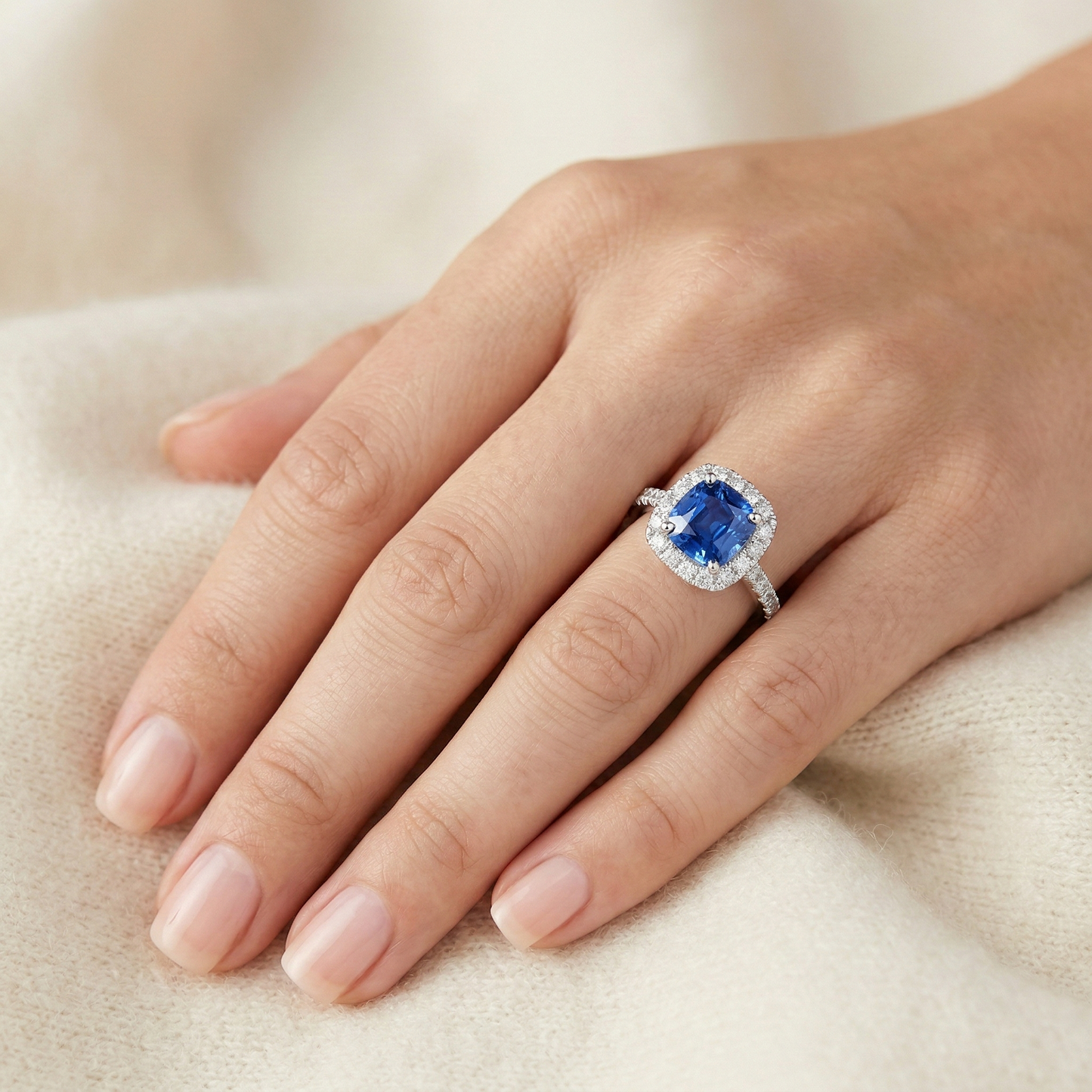 Natural Real ( Not Lab Grown )  Blue Sapphire Engagement Ring