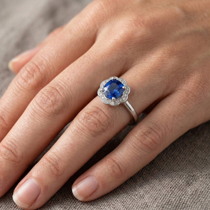 Natural Real ( Not Lab Grown )  Burma Sapphire Engagement Ring