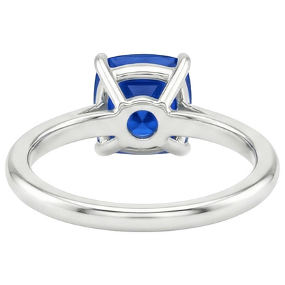 Natural Real ( Not Lab Grown )  Women Gemstone Ring Solitaire Sri Lankan Sapphire Cushion 2.25 Carats