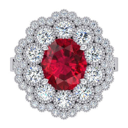 Ruby And Natural Earth Mined Diamond Wedding Ring White Gold 14K 4.50 Carats