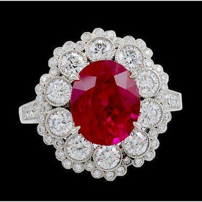 Natural Ruby And Diamond Wedding Ring White Gold 14K 4.50 Carats