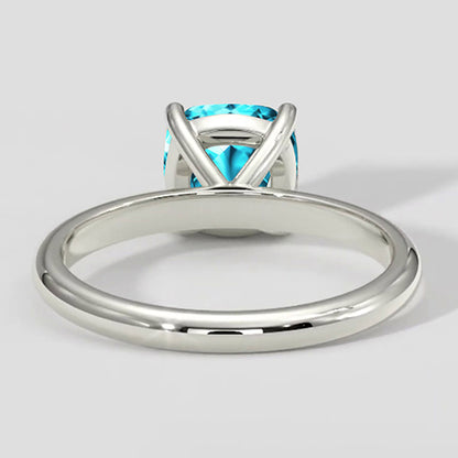 Natural Bluish Paraiba Ring Cushion Cut