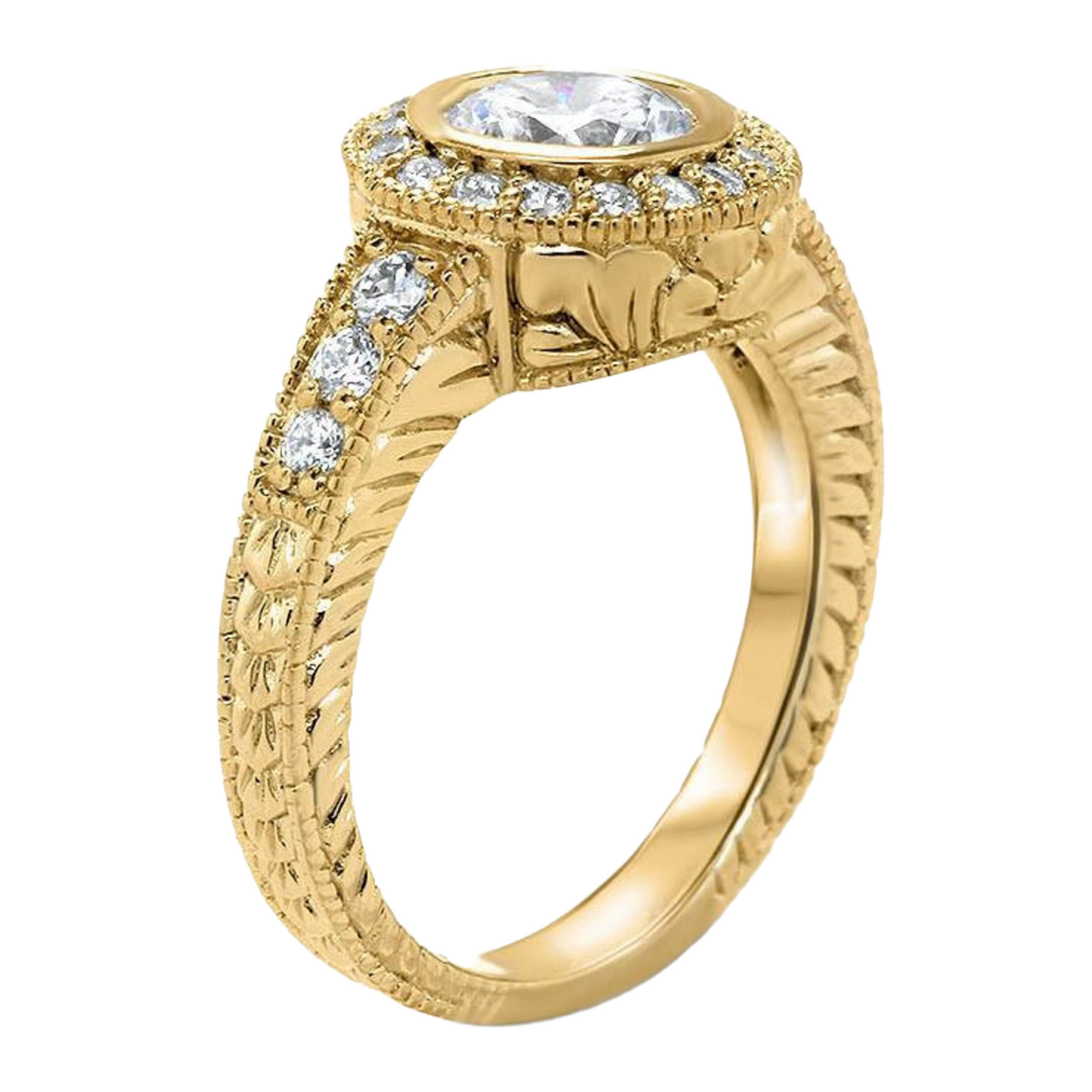 Natural Earth Mined Diamond Anniversary 0.80 Carat Fancy Ring Bezel Setting Jewelry YG 14K