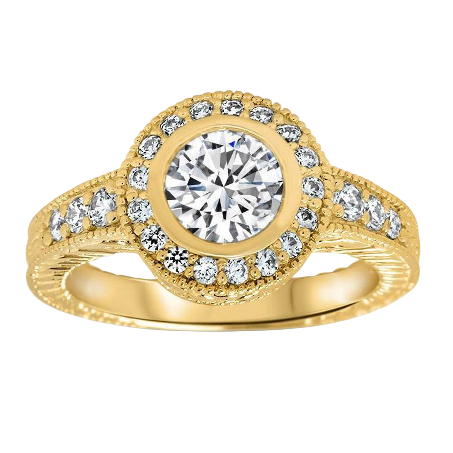 Natural Earth Mined Diamond Anniversary 0.80 Carat Fancy Ring Bezel Setting Jewelry YG 14K